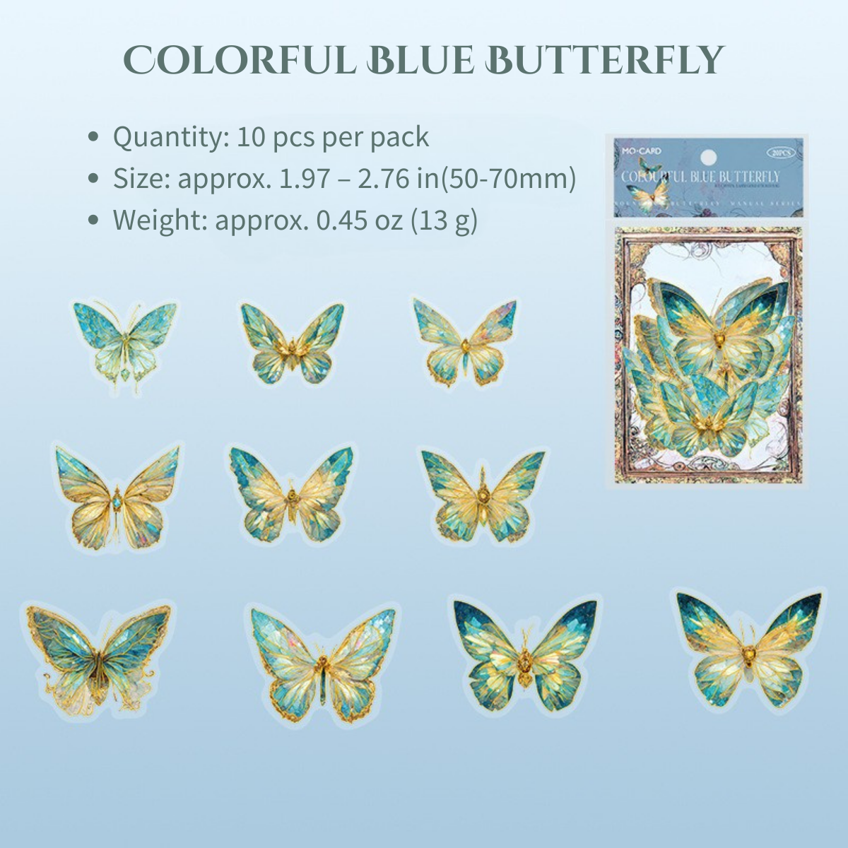 Crystal Butterfly Stickers – 10 pcs Pack
