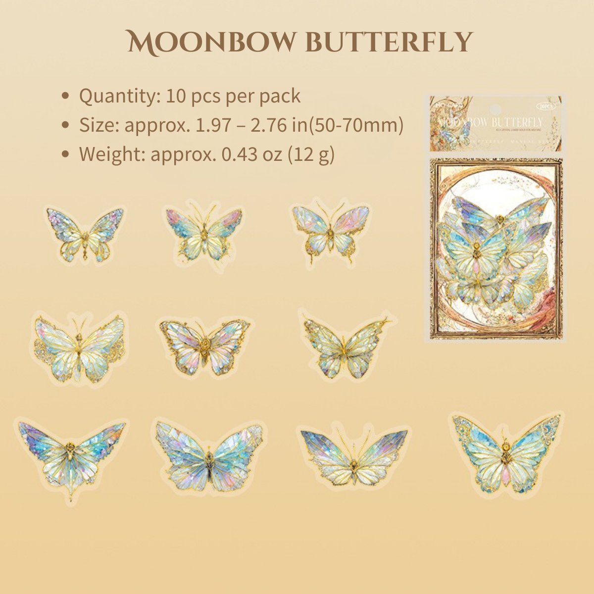 Crystal Butterfly Stickers – 10 pcs Pack