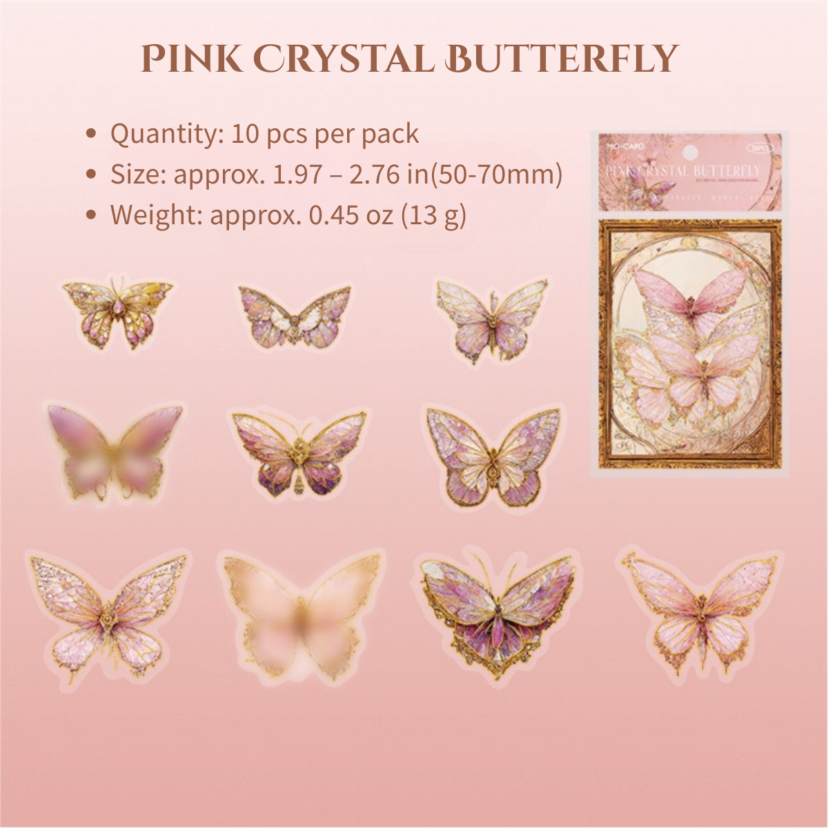 Crystal Butterfly Stickers – 10 pcs Pack