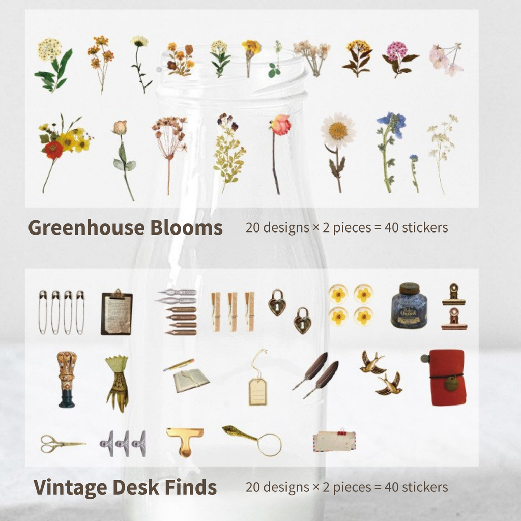 Whisper of Time Stickers – 40pcs in 1 Pack