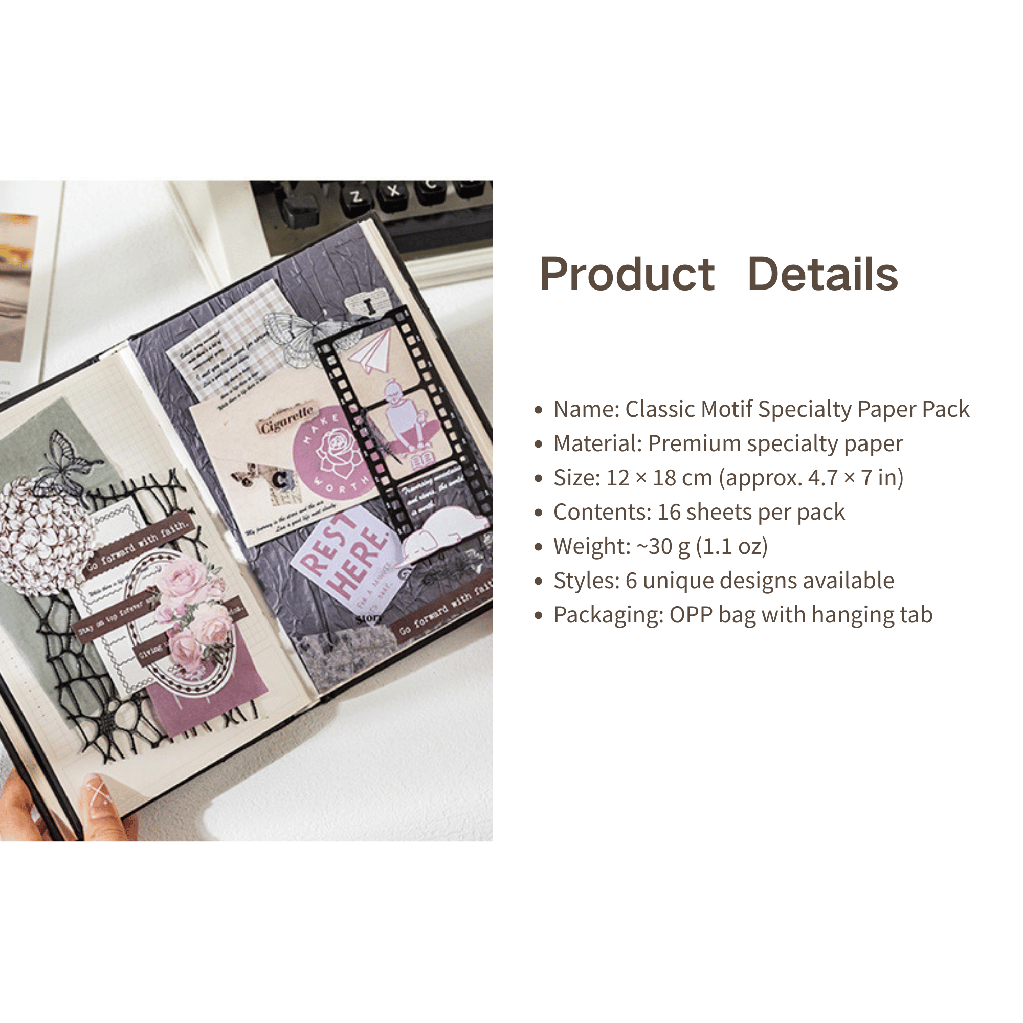 Classic Motif Specialty Paper Pack-6 unique style